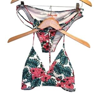 NEW Without Tag Cabana Del Sol Hibiscus Floral Bikini Set Size Large